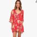 Free People Dresses | Free People Eyes For You Floral Print Mini Dress Womens Size 2 Red Lined Pockets | Color: Red/White | Size: 2