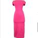 Zara Dresses | Hot Pink Off Shoulder Bodycon Midi Dress | Color: Pink | Size: S