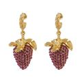 Anthropologie Jewelry | Anthropologie Gold Plated Pink Berry Crystal Cluster Avant Garde Drop Ea | Color: Gold/Pink | Size: Os
