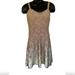 Free People Dresses | Free People Sz M Knit Taupe And Gold Fit And Flare Skater Tank Dress Knit Lined | Color: Gold/Tan | Size: M