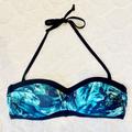 Athleta Swim | Athleta Swim Napali Convertible Halter Bandeau Bikini Top In Tropical Print | Color: Black/Blue | Size: M
