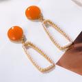 Anthropologie Jewelry | Anthropologie Gold Plated Orange Enamel Pearl Cutout Drop Earrings | Color: Gold/Orange | Size: Os