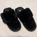 Coach Shoes | Coach Velvet Faux Fur Cc Logo Black Slides Slip On Shoes Slippers 7 | Color: Black | Size: 7