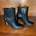 Coach Shoes | Coach Jemma Black Leather Heeled Ankle Boots Side Zip Size 5.5b | Color: Black | Size: 6