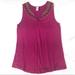 Anthropologie Tops | Akemi & Kim Anthropologie Tunic Top Beaded Magenta Pink Size Medium Sleeveless | Color: Pink | Size: M