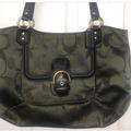 Coach Bags | Coach Army Green And Metallic Coach Tote Bag. | Color: Green | Size: 18 By 11