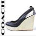 Coach Shoes | Coach Wedge Peep-Toe Espadrilles | Color: Black/Cream | Size: 10