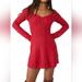 Free People Dresses | Free People Small World Cutout Long Sleeve Cable Stitch Sweater Dress, Red-L | Color: Red | Size: L