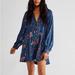 Free People Dresses | Free People Sylvie Paisley Blue Mini Dress Sz Small Nwt | Color: Blue | Size: S