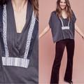 Anthropologie Tops | Akemi + Kin Anthro Art Deco Swing Top Blouse Grey Mixed Media Oversized | Color: Blue/Gray | Size: S