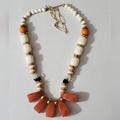 Anthropologie Jewelry | Anthropologie Chunky Necklace Pumpkin Glass Acrylic Ceramic Beaded Anthro Long | Color: Cream/Orange | Size: 32" Long