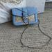 Coach Bags | Coach Georgie Crossbody In Signature Canvas Light Khaki Marble Blue | Color: Blue/Tan | Size: Os