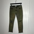 Free People Jeans | Free People Sandblasted Distressed Skinny Crop Jeans Size 27 | Color: Green | Size: 27