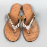 Coach Shoes | Coach Sara Women’s Metallic Animal Print Slip On Sandals Size 6b | Color: Tan | Size: 6