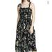 Free People Dresses | Free People Floral Isla Midi Dress With Smocked Bodice | Color: Black | Size: Xs