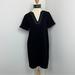 Madewell Dresses | Madewell Tunic Black V Neck Short Sleeve Cut Out Knee Length Dress Size 00(225) | Color: Black | Size: 00