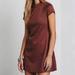 Free People Dresses | Free People Beach Striped Mock Neck Mini Dress Maroon & Brown Women’s Size Xs | Color: Brown/Red | Size: Xs