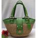 Coach Bags | Coach Limited Edition Natural Straw Green Canvas Turnlock Satchel Bag Purse | Color: Green/Tan | Size: Os