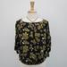 Michael Kors Tops | Michael Kors Tie Up Sleeve Floral Blouse Top Size L Green Black Elastic Waist | Color: Black/Green | Size: L