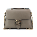 Gucci Bags | Gucci Dollar Gg Gray Pebbled Calfskin Leather Shoulder Bag Logo Flap Handbag | Color: Gold/Gray | Size: Os