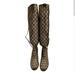 Gucci Shoes | Gucci Canvas Knee High Boots (Like New) | Color: Brown/Tan | Size: 9.5