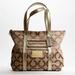 Coach Bags | Coach Poppy C Op Art Glam Bronze Metallic Leather Brown Jacquard Canvas Tote Bag | Color: Brown/Purple | Size: Os
