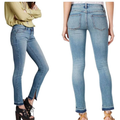 Free People Jeans | Free People Ob504357 Kentucky Blue Slit Raw-Hem Stretch Skinny Jeans - 26 | Color: Blue | Size: 26