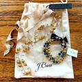 J. Crew Jewelry | Jcrew Gold Beaded Necklace And Bracelet Set | Color: Blue/Gold | Size: Os