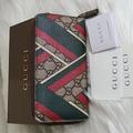 Gucci Bags | Authentic Gucci Round Zip Long Wallet Gg Chevron Beige Green Red | Color: Green/Red | Size: Os