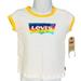 Levi's Shirts & Tops | Levi’s White & Yellow Rainbow Logo Short Sleeve Graphic Tee Girls Size 18m Nwt | Color: White/Yellow | Size: 18mb