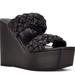 Nine West Shoes | New Nine West Nessie Platform Braided Wedge Sandal Black 10 | Color: Black | Size: 10