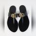 Gucci Shoes | Gucci Leather Thong Sandal With Double G Black Size 39 | Color: Black | Size: 9