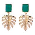 Anthropologie Jewelry | Anthropologie Gold Plated Tropical Monstera Leaves Emerald Green Drop Ea | Color: Gold/Green | Size: Os