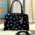 Coach Bags | Coach Charlie Carryall 28 With Vintage Rosebud Print | Color: Black/Purple | Size: Os