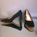 J. Crew Shoes | J. Crew Black Suede Sculpted Block Heel Pumps Square Toe 3" 9 Made In Italy | Color: Black | Size: 9