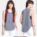 Free People Tops | Free People People Wear Your Sparkle Embroidered Boho Blue/Gray Striped Tank Top | Color: Blue/Gray | Size: M