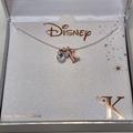 Disney Jewelry | Disney Silver Plated Mickey Mouse Ears Charm Letter K Pendant Chain Necklace | Color: Silver | Size: Os