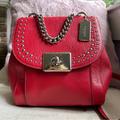 Coach Bags | Coach Cassidy Red Pebble Leather Backpack, Silver Hardware | Color: Red | Size: Os