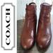 Coach Shoes | Coach Page Genuine Brown Calf Leather & Embossed Suede Ankle Boots Vguc Sz 8.5 | Color: Brown/Gold | Size: 8.5