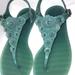 Coach Shoes | Coach Thong Jelly Sandals Tea Rose T-Strap Flat Shoes Size 9 Marine Blue Summer | Color: Blue/Red | Size: 9