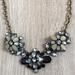J. Crew Jewelry | J Crew Chunky Black, Beige & Clear Crystal Floral Statement Necklace! Guc | Color: Black/Gold | Size: Os