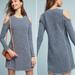 Anthropologie Dresses | Anthropologie By Sol Angeles Textured Knit Open Shoulder Dress Size Medium | Color: Blue/White | Size: M