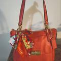 Coach Bags | Coach Leather Tote With Coach Twilly And Dust Bag Nwt Retail Not Factory. | Color: Orange | Size: Os
