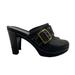 Coach Shoes | Coach Candace Mule Womens 7.5 Black Leather Monogram Embossed Slip On Buckle | Color: Black | Size: 7.5