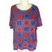 Zara Tops | 4/$25 Zara Trafaluc Size M Red Blue Bandana Print Short Sleeve Knit Top Nwot | Color: Blue/Red | Size: M