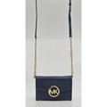 Michael Kors Bags | Michael Kors Hudson Navy Blue Pebbled Leather Chain Strap Crossbody Shoulder Bag | Color: Blue/Gold | Size: Os