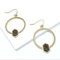 Anthropologie Jewelry | Anthropologie Gold Plated Green Druzy Drop Earrings | Color: Gold/Green | Size: Os