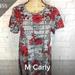 Lularoe Dresses | Gray Houndstooth With Burgundy Flowers Carly Swing Dress By Lularoe - Medium | Color: Gray/Red | Size: M