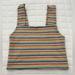 American Eagle Outfitters Tops | American Eagle Outfitters Multi-Color Striped Square Neck Crop Top Size Small | Color: Tan | Size: S