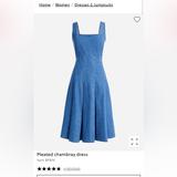 J. Crew Dresses | Jcrew Pleated Skirt Denim Chambray Dress Size 8 | Color: Blue | Size: 8